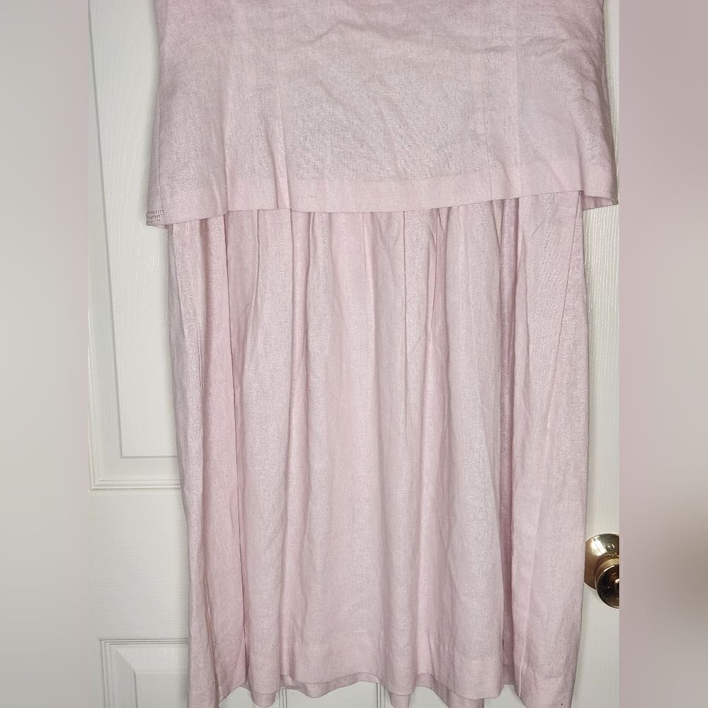 Vtg Karin Stevens 14 PastelPink LINENBlendFaux2Piece Women Midi Embroidery Dress - Picture 10 of 13
